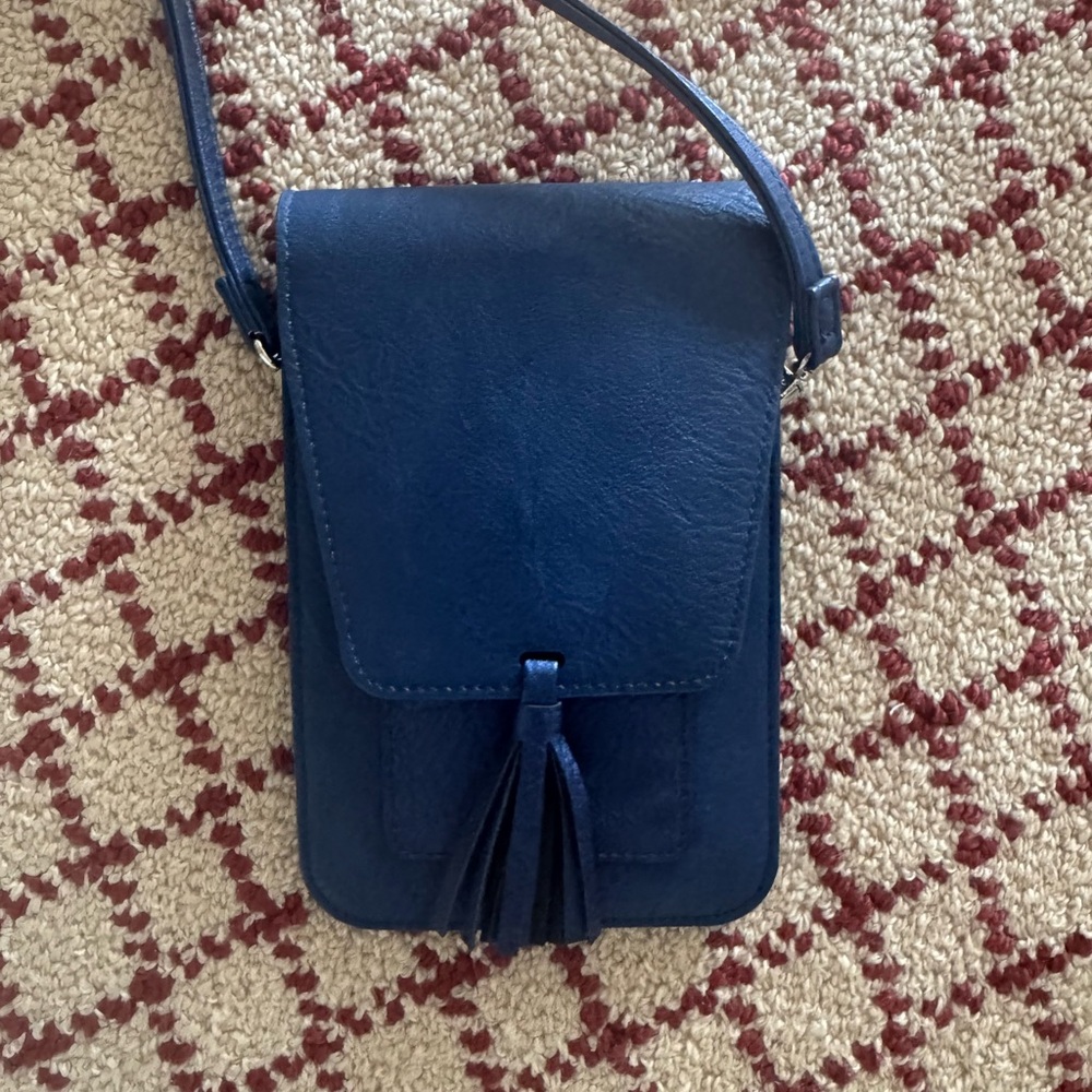 Blue Crossbody Bag with Tassel